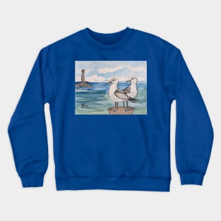 Seagulls spotting the lighthouse Crewneck Sweatshirt